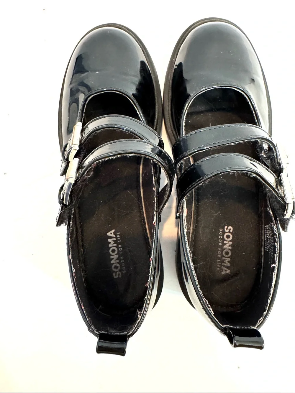 Girls Sonoma Black Ayvaa Girls' Patent Leather Mary Jane Chunky Heel Shoes Sz 1